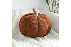 ‎TETSMG Kürbis Kissen, 3D Plüsch Kürbis Dekokissen, Herbstdeko Kürbis Zierkissen Sofakissen Kürbisform, Halloween Deko Aesthetic Kürbis Sofa Dekoration, Herbst Kissen für Kind Schlafzimmer (Brown, 20 cm)