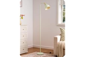 EDISHINE Lampada da Terra Industriale, Lampada Vintage con paralume in metallo, testa regolabile, portalampada E27, Lampada da Lettura per Soggiorno e Ufficio, con Lampadina LED inclusa, verde chiaro