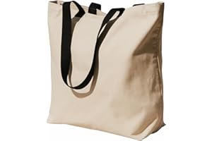 POLHIM Bawełniana torba do noszenia 100% bawełny: przestronna z kieszenią wewnętrzną i zamkiem błyskawicznym | wytrzymała torba na zakupy z materiału | torebka z dużym dnem | uniwersalna i modna,