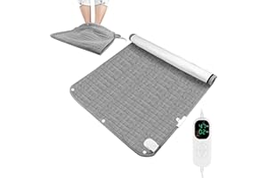 Uplayteck Scaldapiedi Elettrico 2 in 1, 6 Timer e 8 livelli di Riscaldamento, 50 X 60cm Termoforo Elettrico con Rimozione degli Acarie Modalità Sleep, Spegnimento Automatico, Riscaldamento Rapido