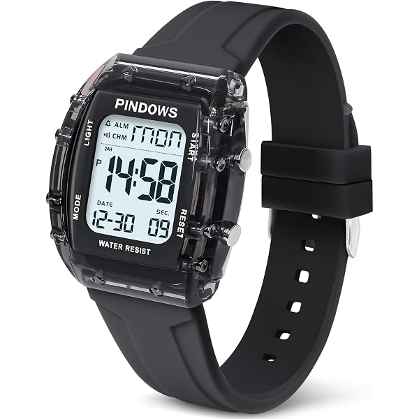 PINIDOUS Montre Sport Femme/Adolescente – Analogique Numérique, Étanche 50M, 7 Couleurs Rétroéclairage, Chrono, Alarme