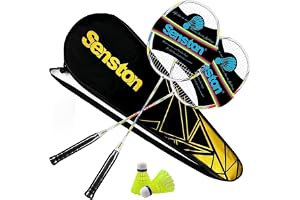 Senston 2 Pieces Badminton Set, lightweight 100% Graphite Shaft Badminton Racket, Various Sets Available, Including Premium B