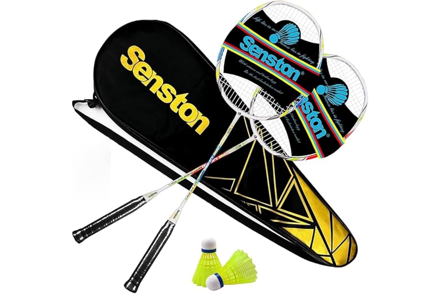 Senston 2 Pieces Badminton Set, lightweight 100% Graphite Shaft Badminton Racket, Various Sets Available, Including Premium Badminton Bag, 2 Badminton shuttlecock