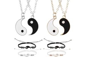 Smilcloud Ying Yang Ensemble de bracelets d'amitié avec pendentif Yin Yang et pendentif Yin Yang pour homme, femme et enfant, Acier allié