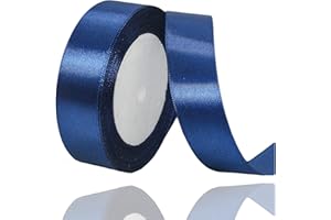 ALOHOVME Nastri Blu Scuro 20mm, 23 metri Nastro di Raso Blu Scuro per l'imballaggio di regali, Artigianato fai da te, Bows Making, Mazzi di fiori, Palloncini, Festa nuziale e Decorazioni per torte