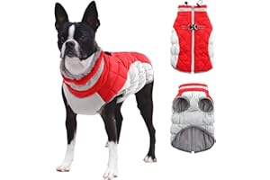 CITÉTOILE Abrigo para Perros de Invierno, Chaqueta de Perro Impermeable con Tirantes, Abrigo para Perros con Revestimiento de Lana, Ropa de Perro para Perros Pequeños y Medianos, Rojo, XL