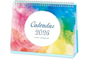 ARTFAN Calendar 2026 - Desk Calendar 2026 uk, 12 Months Calendar from January 2026 to December 2026, 10" x 8.3", Memo Pages - Rainbow Watercolor Ink