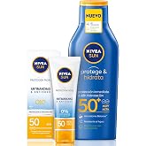NIVEA SUN Protects &amp; Hydrates Sun Milk FP50+ (1 x 400 ml) + UV Anti-Aging &amp; Anti-Stain Face Protection FP50