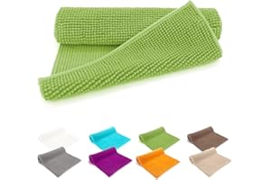 heimtexland® - Tappetino da bagno in ciniglia molto soffice, assorbente, certificazione Ökotex, modello 771, colore: verde, 50 x 80 cm