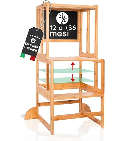 Torre Montessori In Bambù Naturale - Torre Di Apprendimento Sicura Per Bambini 1-3 Anni - Foto 5