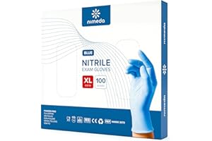 SUNDEER Rękawice nitrylowe XL niebieskie 100 sztuk bez lateksu, bez pudru, rękawiczki jednorazowe niebieskie nitrylowe, rozmiar (XL)