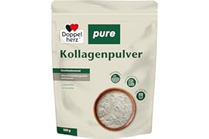 ‎DOPPELHERZ Doppelherz pure Kollagenpulver - geschmacksneutral - leicht löslich - ohne Konservierungsstoffe und Aromen - kontrollierter Rohstoff aus Weidehaltung - 500 g