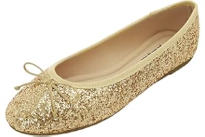 Feversole Women's Memory Foam Cushion Glitter Ballet Flat,Mémoire Coussin en Mousse de Femmes Ballerine de Tige Brillante Plat