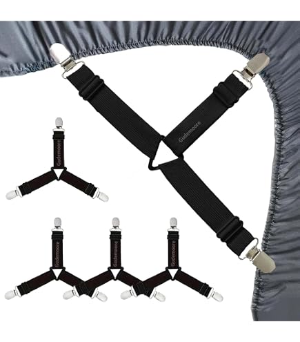 Lot De 4 Sangles Pour Maintenir Les Draps - Attaches élastiques Avec Clips Sécurisés Pour Garder Les Draps Bien Tendus Sur Le Matelas
