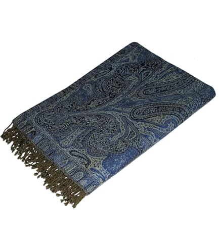 Gerecycled Wollen Plaid beige blauw groen - Snel in huis, gratis verzonden