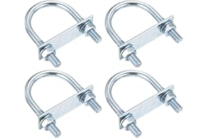 DTGN M10x50x90mm U Bolts Round Kit - 4Set - Carbon Steel U-Bolt Kit with Nuts, Washers, Frame Plate - Good for DN40 Pipe, Trailer, Automotive, Leaf Spring Fastener