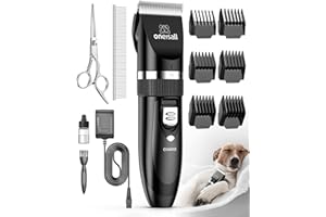 oneisall Cicha maszynka do strzyżenia sierści psów, kotów, psów, kotów, zwierząt, bezprzewodowa, czarna