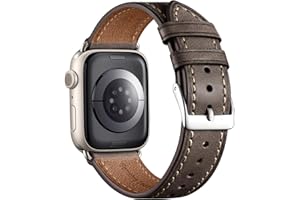 Bandsie Lederarmband Kompatibel mit Apple Watch Armband 44mm 45mm 42mm 49mm für Herren und Damen, Ultra Weiches Echtes Leder für iWatch Armband Ultra 2 SE Series 9 8 7 6 5 4 3 2 1, Kaffeebraun
