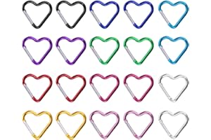 LONINLOAN Karabiner Herz 20 Stück Aluminium Karabinerhaken Klein, Karabine Bunt Karabiner, Karabiners Schlüsselanhänger für Camping Angeln Berge Besteigen Wandern Reisen