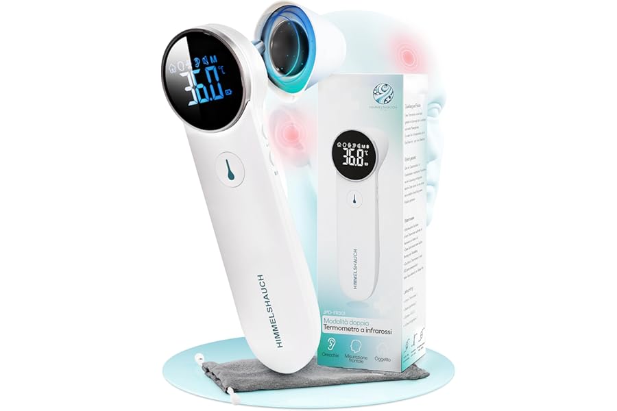 HIMMELSHAUCH MEDICAL Ear and Forehead Fever Thermometer | 3 in 1 Meter | Newborn, Child and Adult Thermometer | Digital Infrared Forehead Thermometer | Children's Ear Thermometer