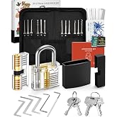 FAHEFANA 26 Piece Pick Set, [2023 New Challenge &amp; Gift for Beginners] Locksmith Tools with 2 Transparent Locks for Practices,