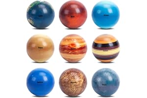 POTWPOT Planets Stress Balls, 9 Pieces Solar System Stress Balls Stress Relief Toys Sensory Balls for Children with Outer Space Theme Party Favors and Birthday Party Supplies