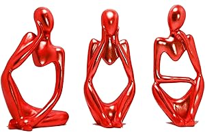 SIMDIM Moderna Statua Decorazione Interno, Pensatore Ornamenti Scultura Astratta, Moderno Accessori Decorazione Statuetta Resina, Regali Natale, Sculture Decorative Casa Ufficio (Rosso)