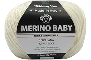 FILATI ITALIANI lana Merino Baby 100% merinos da 50g - 175 metri per uncinetto 3 per copertine da nenonato e capi di abbigliamento di qualita superiore - made in italy (panna - 033, BABY)