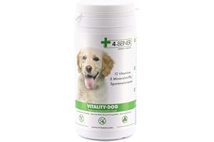 4-BEINER ANIMAL HEALTH 4-BEINER Vitality-Dog: 12 multivitamines pour Chiens, Complexe de vitamines B, vitamines A, C, E, D, Acide folique, biotine, minéraux Zinc, Fer, manganèse, 100 comprimés