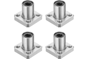 QUARKZMAN LMK6UU Linearkugellager 6mm Bohrung 12mm Außendurchmesser 19mm Länge Vierkantflansch Stahlkäfig für CNC-Maschine 3D-Drucker