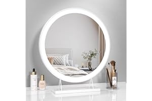 Heilmetz Vanity Mirror with Led Lights, Hollywood Vanity Mirror Lighted Makeup Mirror with Touch Control, 3 Light Modes, Round Hollywood Mirror for Mum Girlfriend Ladies, White ф480 mm
