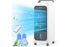 SENTICUM Mobile Klimagerät, Luftkühler mit Wasserkühlung, 3-in-1 Mobile Klimaanlage, Luftbefeuchter, Ventilator, mit Fernbedienung, 3 Modi und 3 Geschwindigkeiten, 12H Timer, 5,5L Wassertank