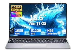 AUKABREX Ordenador Portátil 15,6 Pulgadas, Portátil 16GB DDR4 512GB SSD, Win 11 PC Portatil Celeron N95 CPU, Teclado Retroiluminado, Desbloqueo Huellas Dactilares, IPS Pantalla Laptop, USB3.0+BT4.2+Webcam