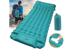DeeprBling Samopompująca się karimata kempingowa z pompką nożną i poduszkami, nadmuchiwana karimata, ultralekka, karimata kempingowa, materac dmuchany, samopompująca się karimata, 200 x 70 x 10 cm