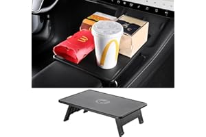 BASENOR Taca na konsolę środkową do modelu 3 Model Y, organizer na żywność, składana, antypoślizgowa, taca na jedzenie/laptopa, na wycieczki, akcesoria wewnętrzne Tesla 2021-2024 (nie pasuje do modelu