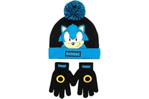 SONIC THE HEDGEHOG Winter Hat & Gloves Set for Boys – Warm & Comfy Beanie Hat & Gloves – Perfect for Kids Ages 6-12