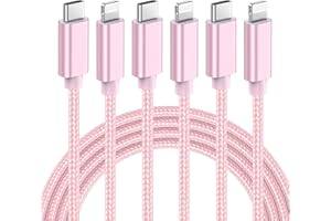 ilikable iPhone Kabel USBC 3 sztuki 2 m szybkie ładowanie Certyfikat MFi Lightning Kabel iPhone USB C do iPhone14/13/12Pro Max/Mini/11/SE/XR/XS/X/8/8Plus/7/6s, różowy