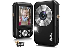 BOFYPOO Digitalkamera, Fotokamera Kompaktkamera mit 32GB Karte, FHD 1080P 44MP mit 16-fachem Digitalzoom, Fotoapparat Tragbare Minikamera für Jugendliche, Kinder, Studenten（schwarz）