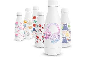 Vikaster Borraccia in Acciaio Inossidabile, Borraccia da 350ml Borraccia Termica, Stampa 3D Bottiglia Termica per Bambini, Borraccia Senza BPA, a Prova di Perdite, Scuola, Sport, Campeggio