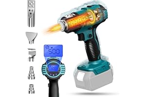TASDISE Pistola ad Aria Calda per Makita, 350W Pistola Termica, 50℃- 550℃ Temperatura Regolabile con Protezione da Sovraccarico 5 Boquillas, para Soldar, Calentar, Nessuna batteria inclusa