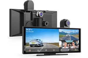 Carpuride W125S Carplay Screen with 3 Channel Dash Cam, 4K Front &1080P Rear Camera, 1080P Infrared Cabin Camera, Wireless Carplay & Android Auto, 11.26" HD Touchscreen, Loop Recording, Bluetooth.