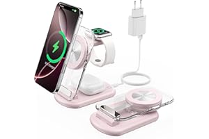 ROROSKIN Magnetyczna bezprzewodowa stacja ładująca 3 w 1 do urządzeń Apple, szybka składana ładowarka podróżna z lampką nocną do iPhone 16, 15, 14, Apple Watch/AirPods Pro, PK