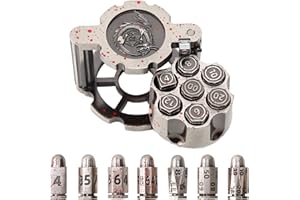 diceevil Bullet Dice, Revolver Bullet Metal Dice Set with Spinning Revolver Cylinder Container & Seven Polyhedron Dices for DND, Warhammer 40K, Pathfinder, Sci-Fi, War, Crime Theme Tabletop Games