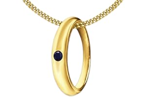 CLEVER SCHMUCK Set Taufkettchen Goldener Junge Taufring Ø 12 mm schlicht mit Edelstein Saphir dunkelblau 333 Gold 8 Karat & vergoldeter Kette Panzer 36 cm im Taufe Etui Sand