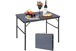 ‎REDCAMP REDCAMP Faltbarer Campingtisch mit Einstellbarer Höhe, Leichter Tragbarer Klapptisch Campingtisch 90x60cm für den Innen- und Außenbereich, Balkon, Markt, Küche, Dunkelgrau