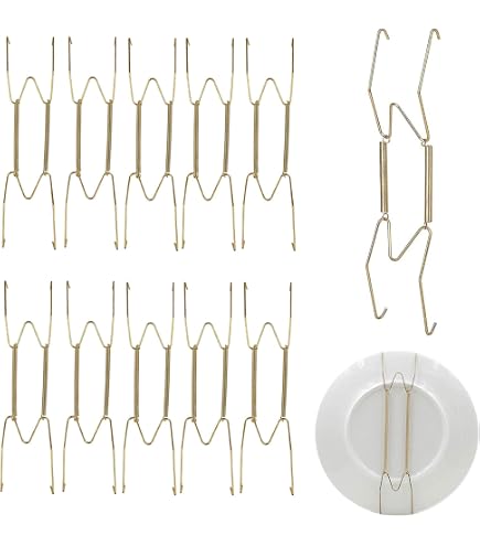 4 Ganci Portapiatti Da Parete In Acciaio Inox Oro - Supporti Regolabili Per Piatti Decorativi 7.5-8.5 Pollici