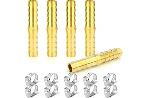 ERGAOBOY 5 pièces 14mm connecteur cannelé en laiton, raccord de tuyau droit 2 voies avec 14 pinces