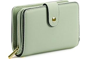 GAEKEAO Ladies Leather Purse RFID Blocking Women's Wallet Bifold Ladies Credit Card Wallet with Zip Around Coins Section Real Leather Purse