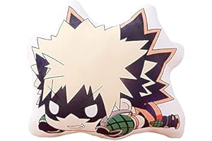 Puruuige My Hero Academia - Almohadas de felpa de doble cara impresas en 3D con personajes de Katsuki Bakugo, cojín suave de peluche de dibujos animados de anime MHA