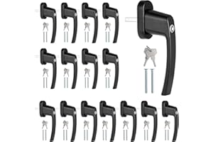 Eulenke Abschließbarer Sicherheitsfenstergriff - 16er Set Schwarz inkl. 32 Schlüssel und Schrauben - Kindersicherung, Aluminiumfenstergriff mit 35mm Stiftlänge